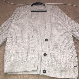 Hollister light gray button cardigan